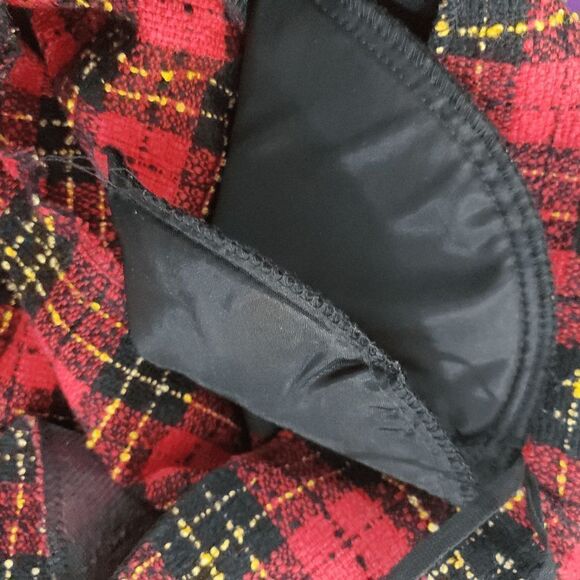 Michael B Ltd Womens Red Black Petite Plaid Button Up Acrylic Blazer Jacket 10 - Picture 7 of 8
